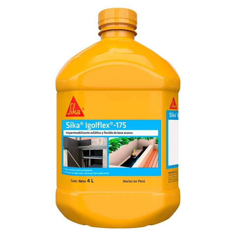 SIKA - Recubrimiento asfáltico impermeable Sika Igolflex-175 Negro 4L