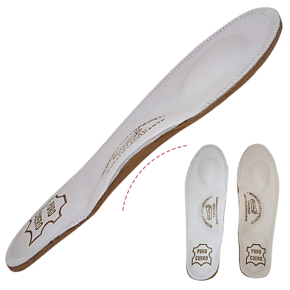 GENERICO - Plantilla ortopédica de cuero badana antitranspirante adulto