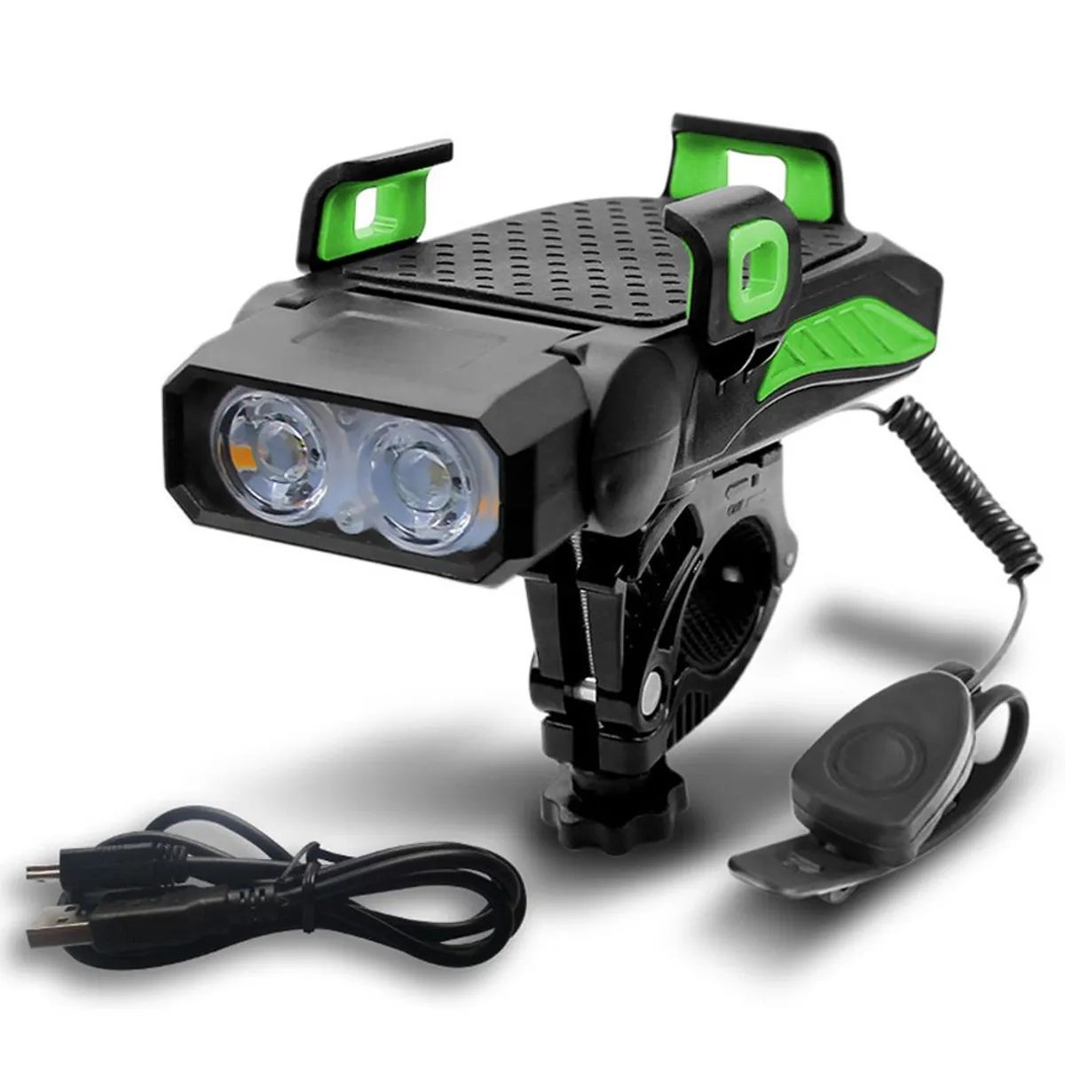 SEISA - Linterna luz led timbre bocina power para bicicleta 4 en 1