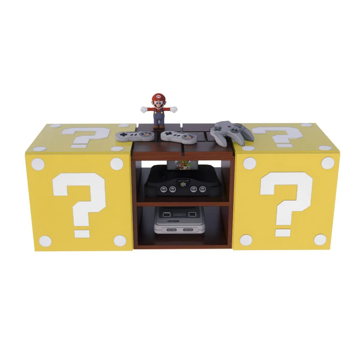 MOVENDA - Estante Flotante Gamer Mario NR 01 120cm Movenda Cerezo con Amarillo