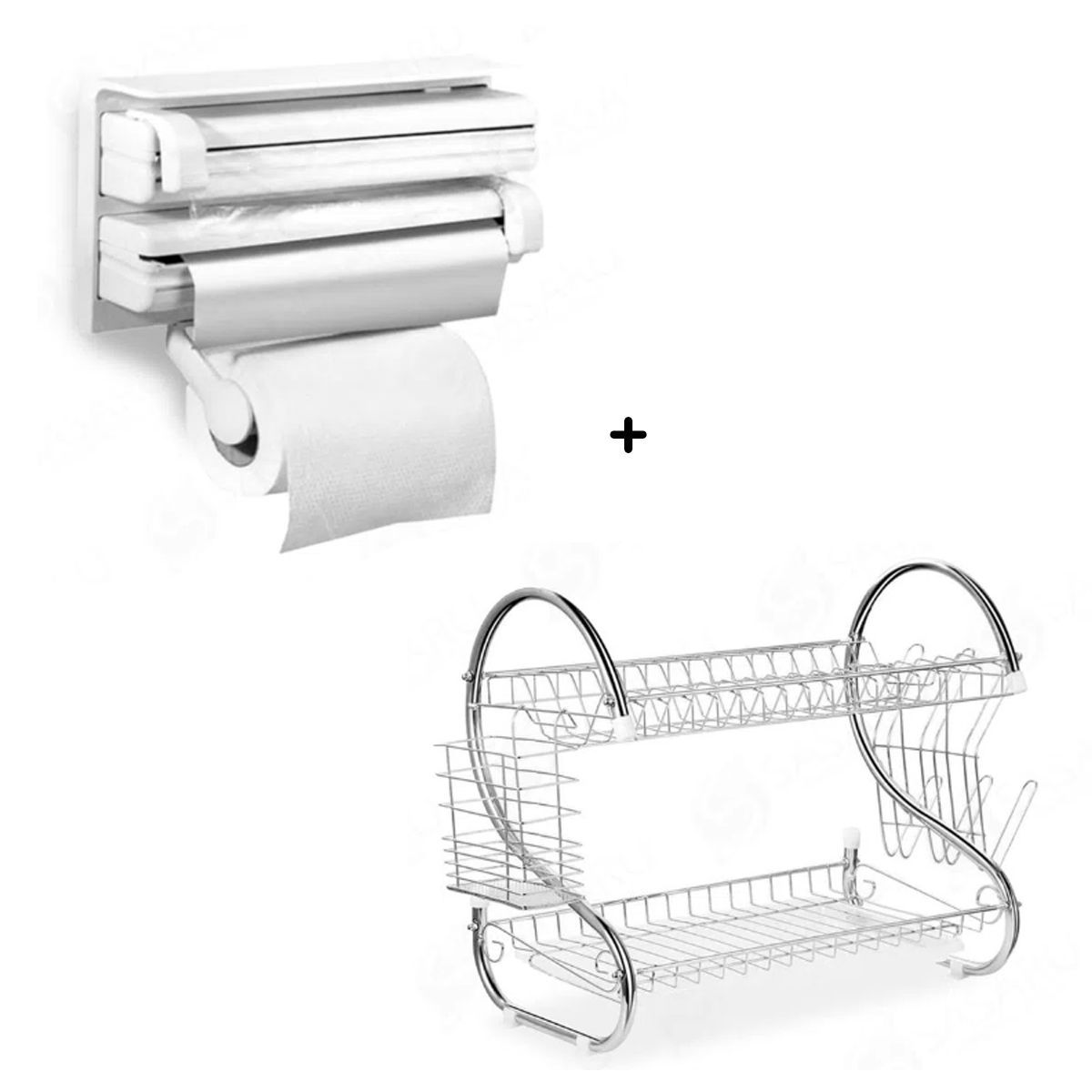 SASARU - Escurridor Organizador de Platos  Porta Papel Triple Rollo