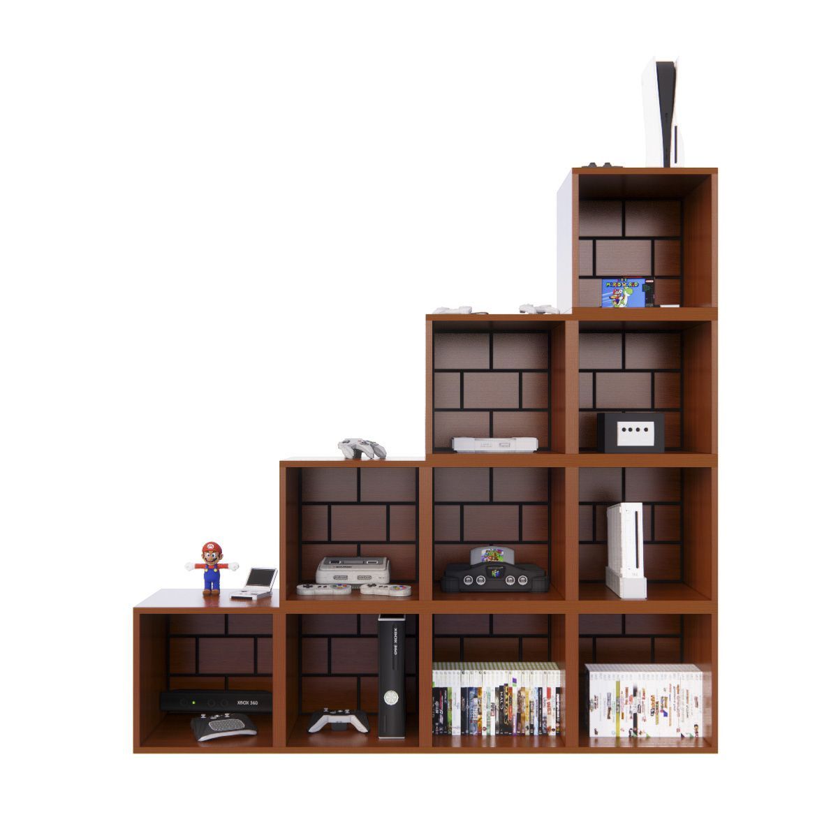 MOVENDA - Estante Escalera Gamer Mario NR 02 160cm Movenda Cerezo