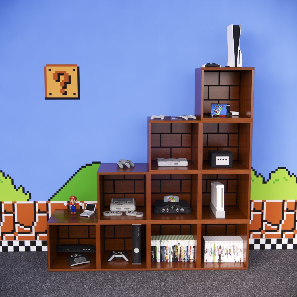 MOVENDA - Estante Escalera Gamer Mario NR 02 160cm Movenda Cerezo