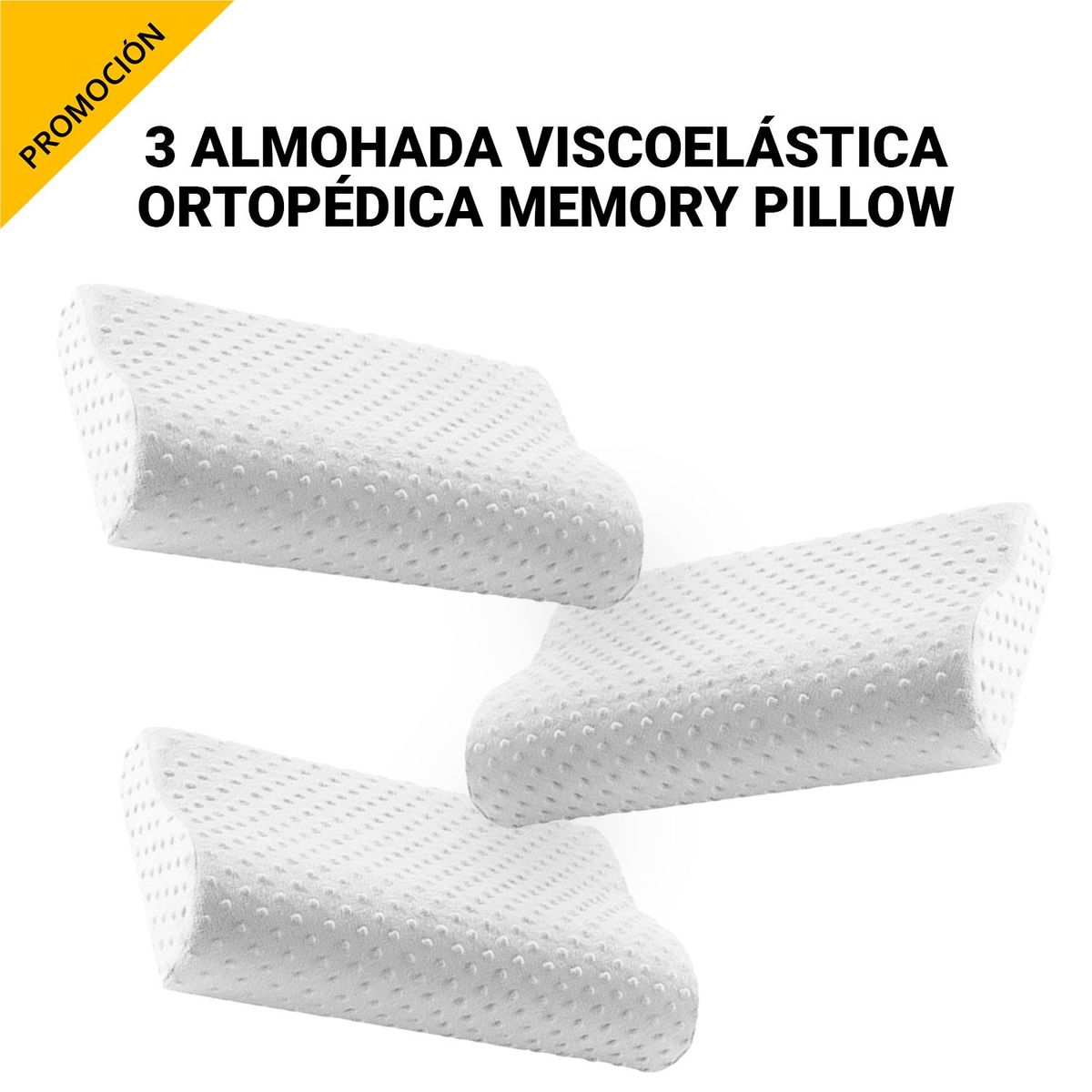 GENERICO - 3 almohadas viscoelásticas ortopédicas memory pillow