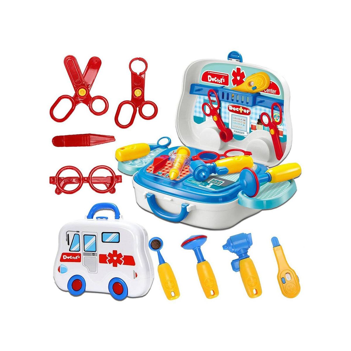 GENERICO - Set Doctor 2 en 1 Modelo maleta niño CELESTE