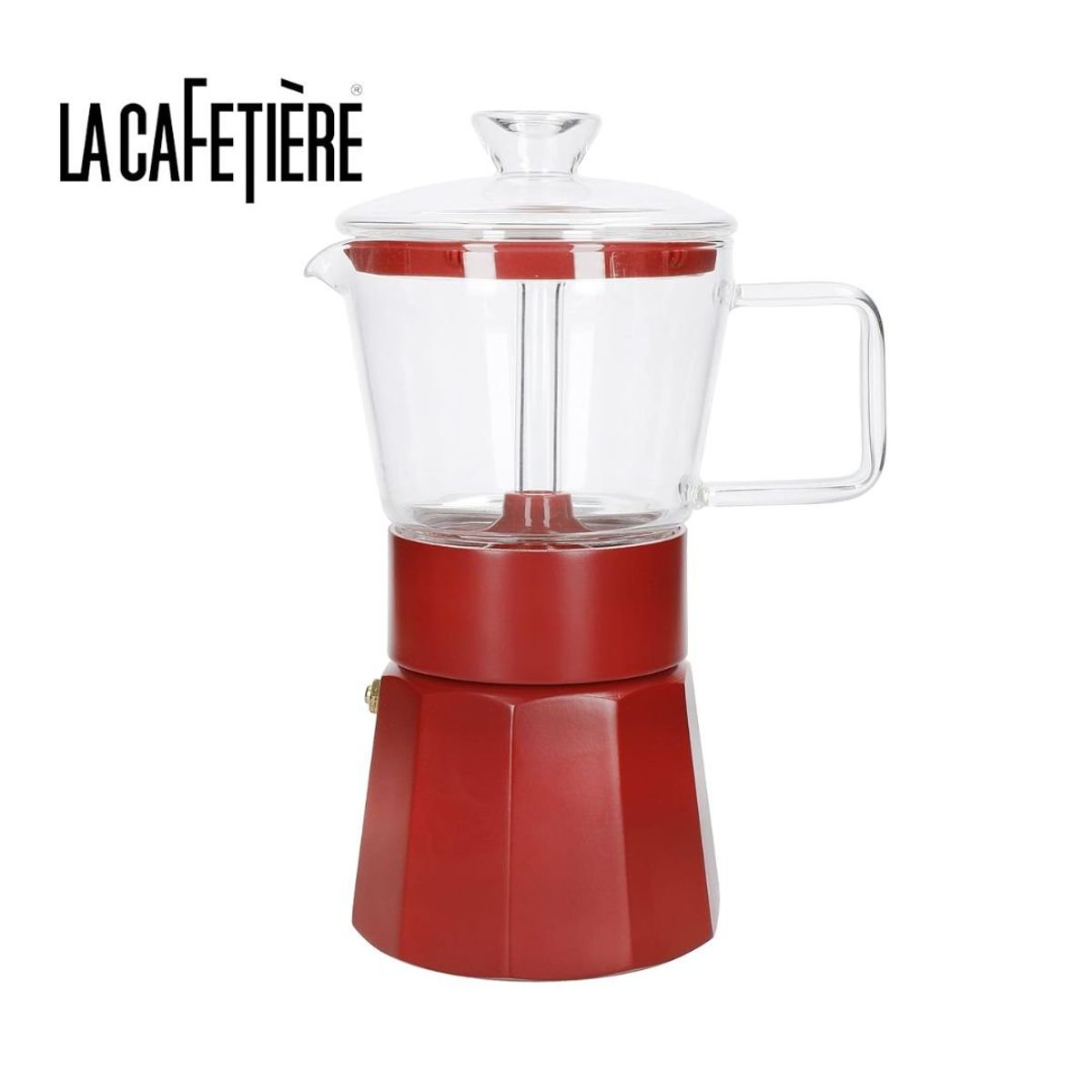 LA CAFETIERE - Cafetera Italiana Verona RED vidrio espresso X 240ml LA CAFETIERE