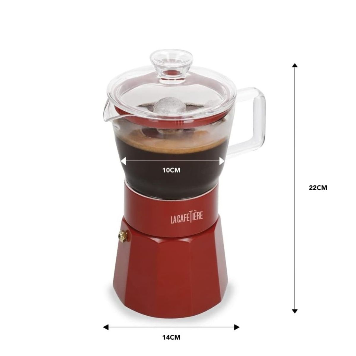 LA CAFETIERE - Cafetera Italiana Verona RED vidrio espresso X 240ml LA CAFETIERE