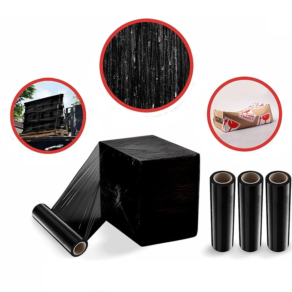 GENERICO - Stretch Film de embalaje 1Kg 20 50cm plástico - Negro