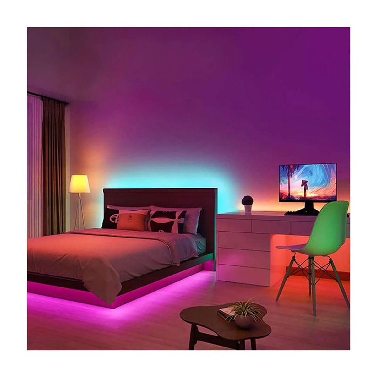 GENERICO - Cinta Tira Led Rgb 5050 X 3 metros + Control Remoto + Adapatador