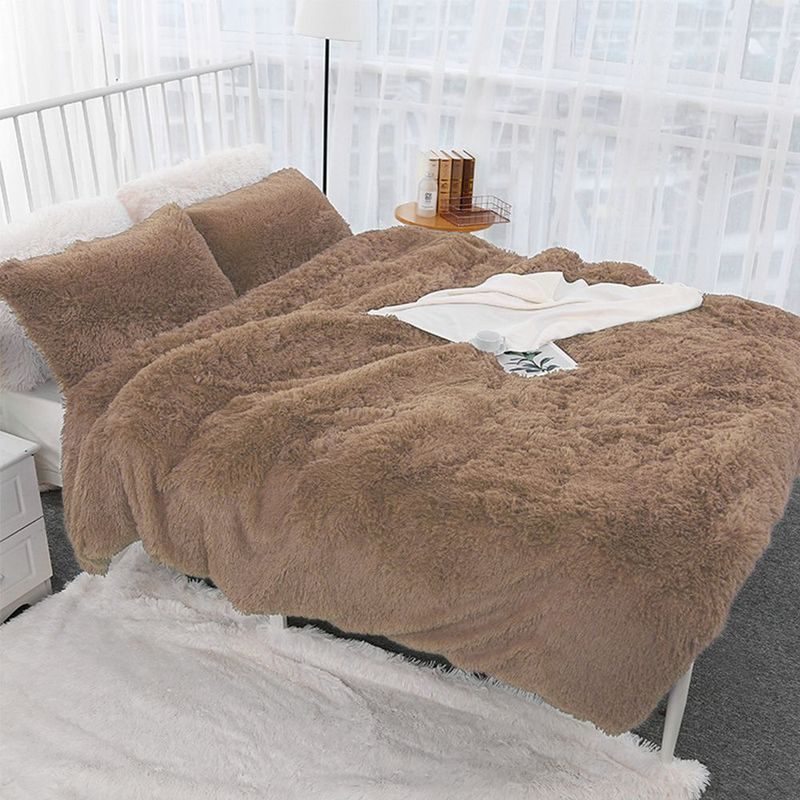 GENERICO - EDREDON KING PELUCHE PELO CORTO camello