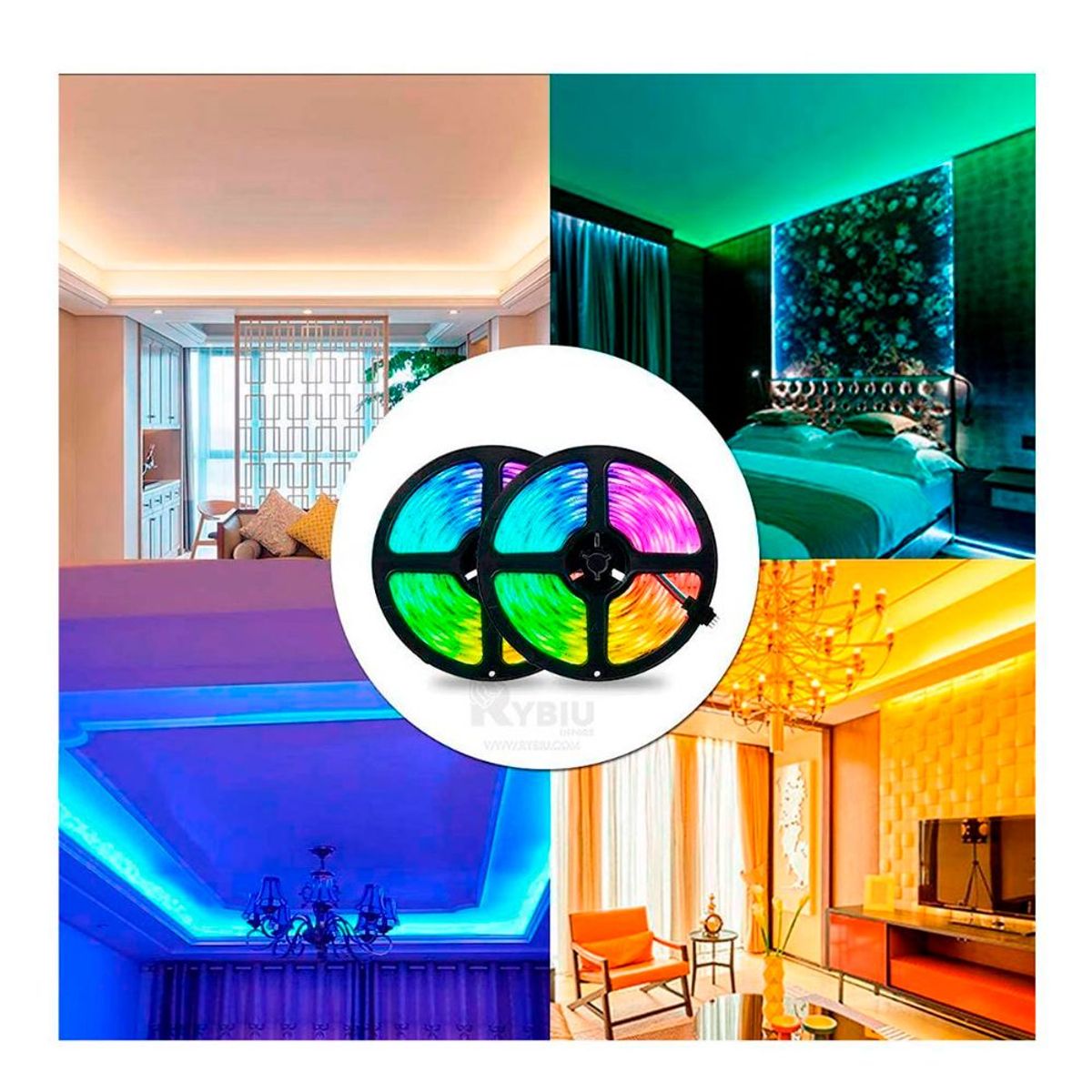GENERICO - Cinta Tira Led Rgb 5050 X 3 metros + Control Remoto + Adapatador