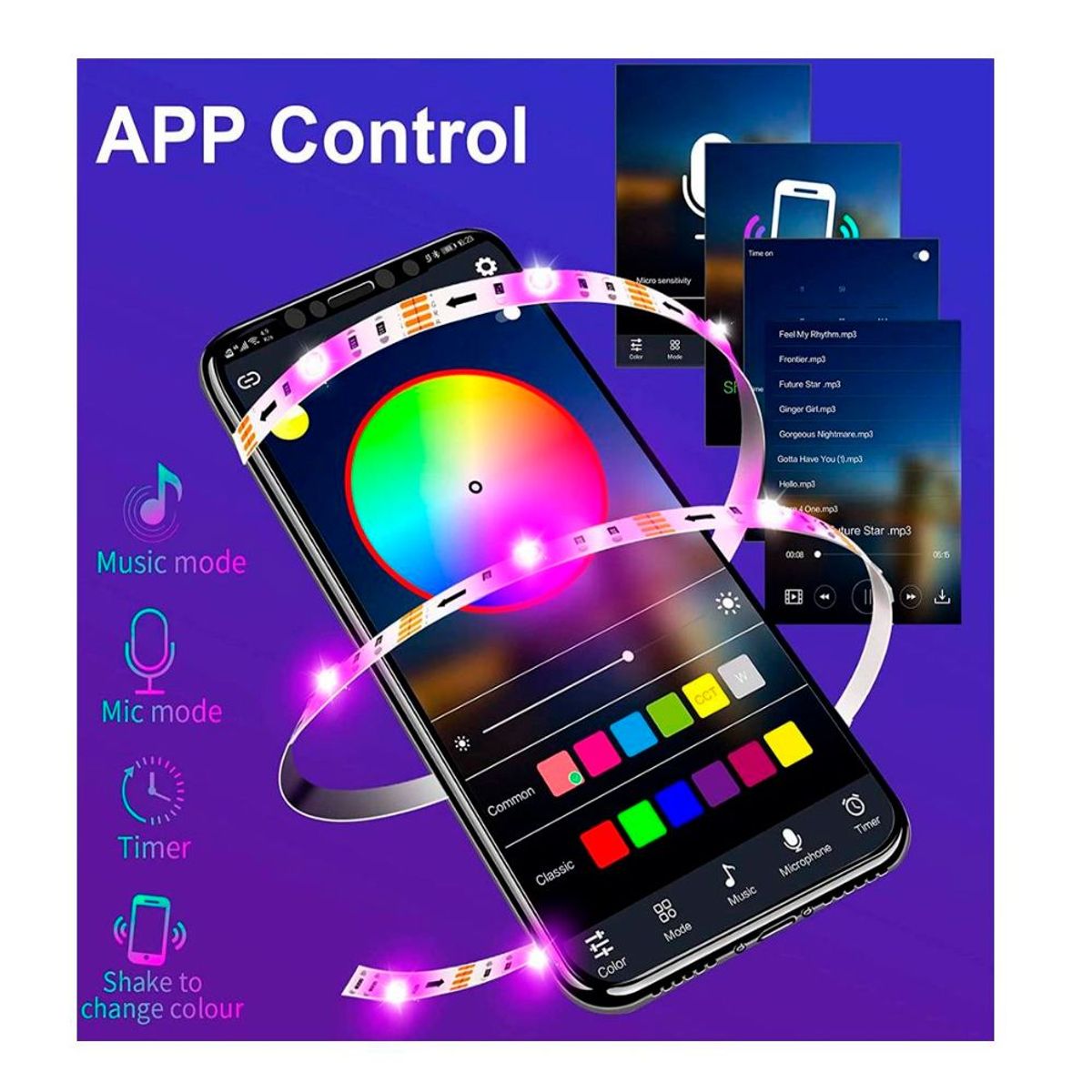 GENERICO - Tira Cinta Led RGB 5050 3 Metros / Bluetooth para Smart TV, Con APP