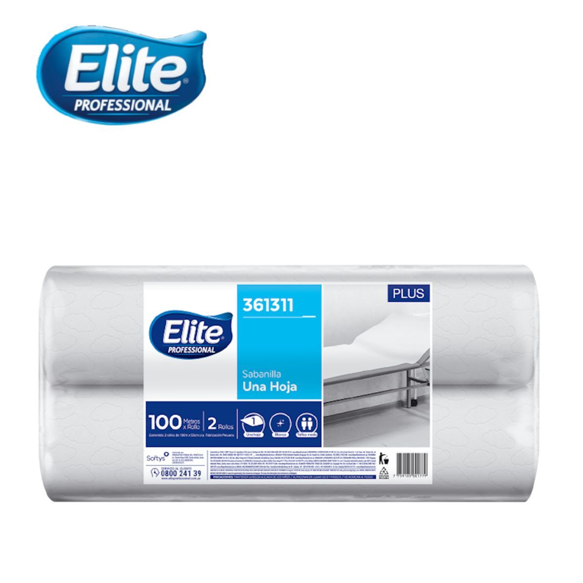ELITE - Sabanilla papel una hoja 100 metros 2 rollos ELITE PLUS