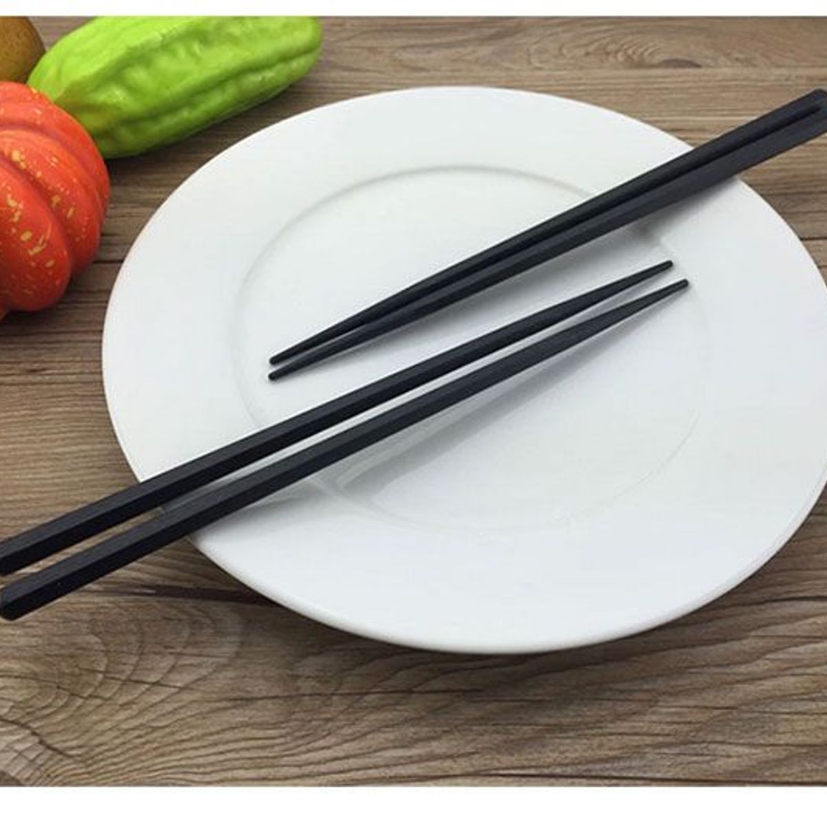 GENERICO - 10 pares de palillos Chinos Madera Negro de 24 cm