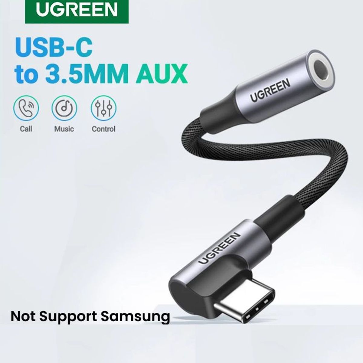 UGREEN - Adaptador Jack 3.5mm a Tipo C 90 grados UGREEN
