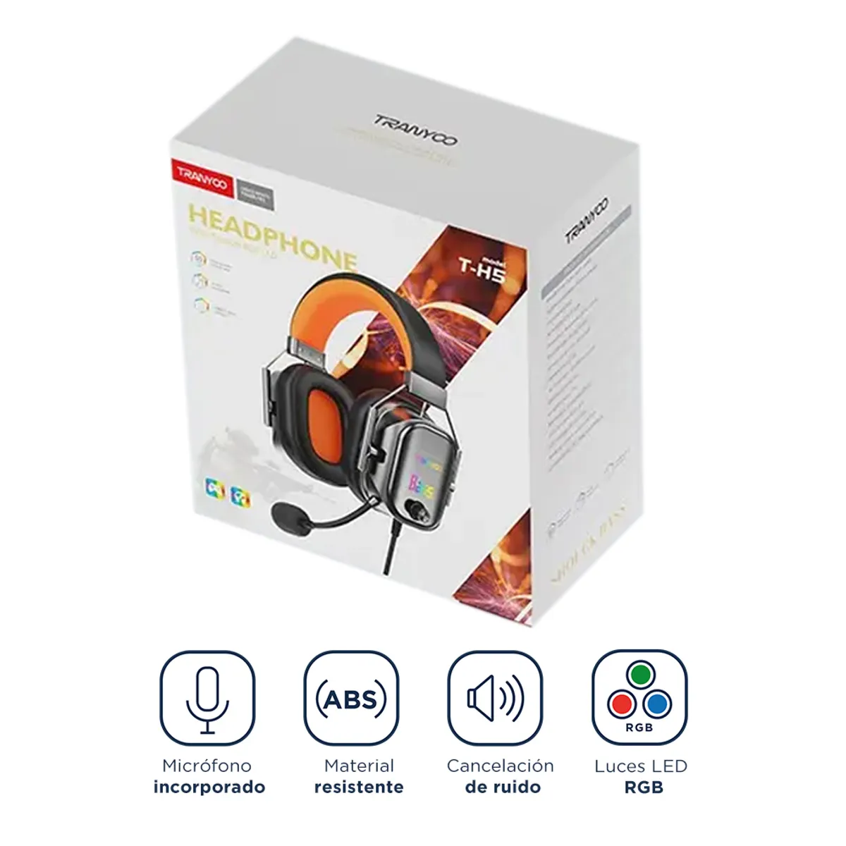 TRANYOO - Audífonos Gamer con Luz LED RGB Micrófono para PC PS4 Laptop Xbox