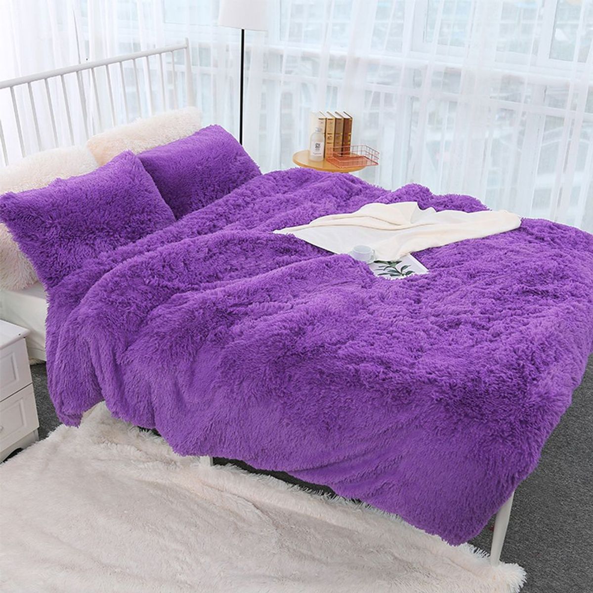 GENERICO - cubrecama 1plz peluche corto lila