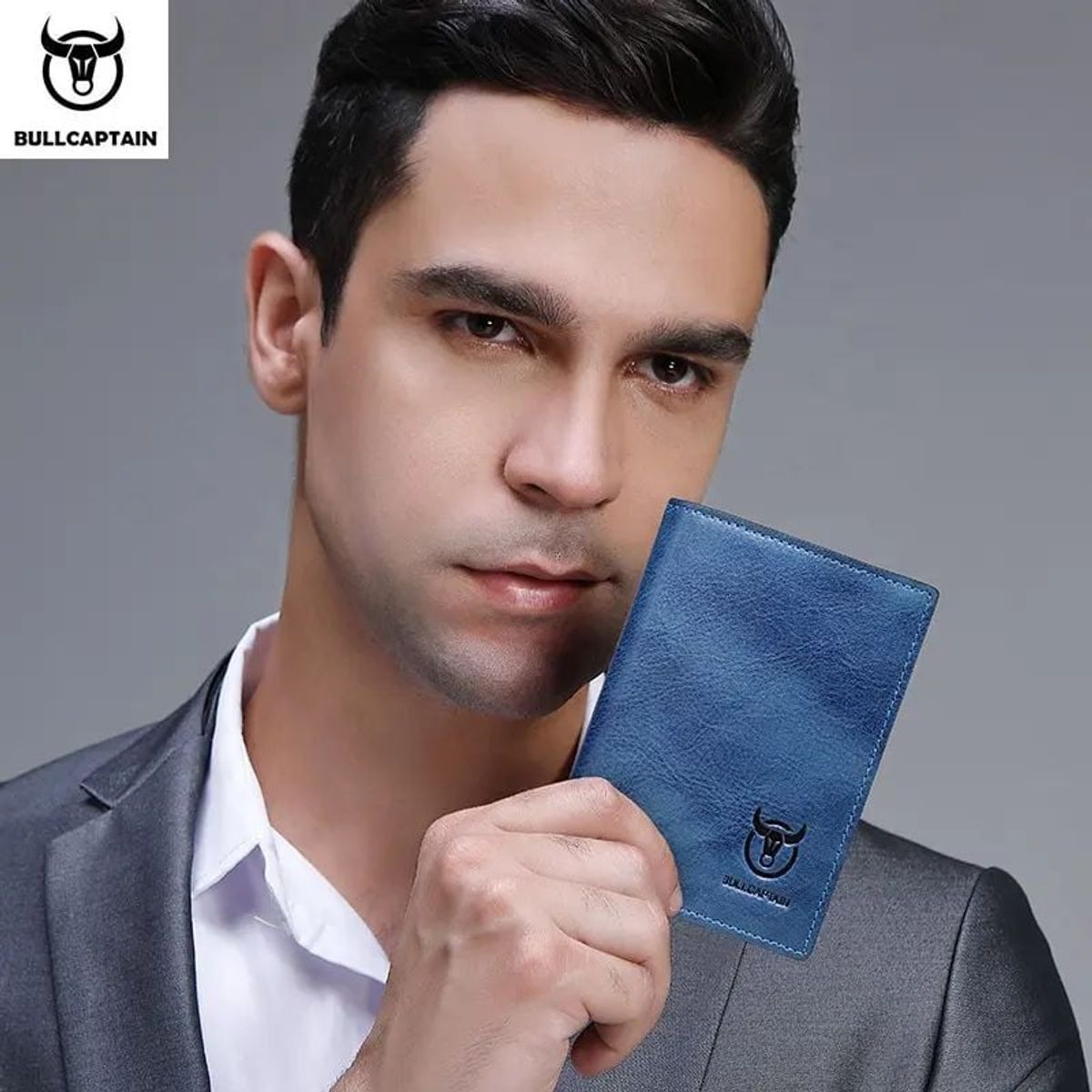 BULLCAPTAIN - BullCaptain - Billetera de Cuero Mate QB-017-BL Azul