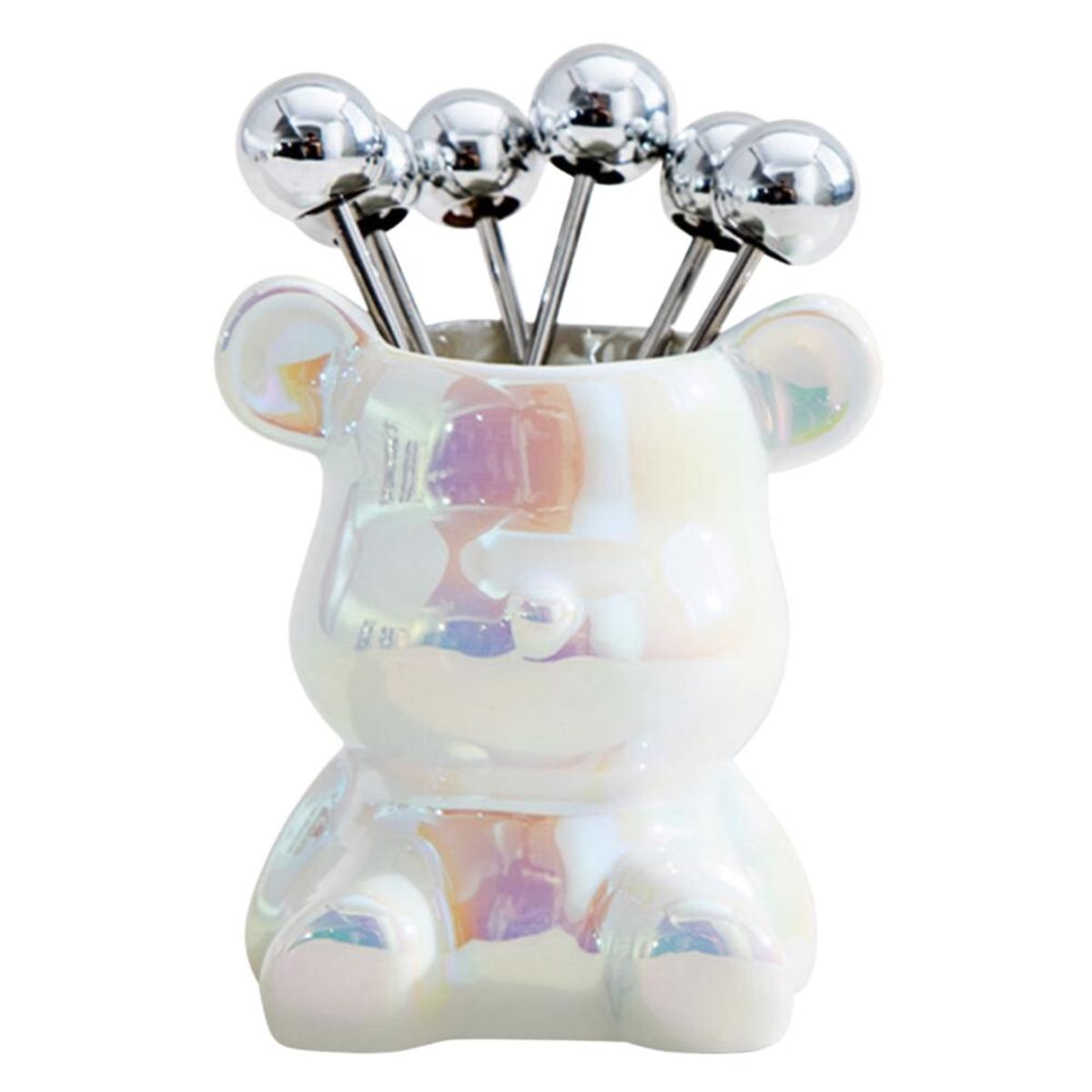 INSPIRA - Juego de Mini Tenedores Picker Soporte Diseño de Oso