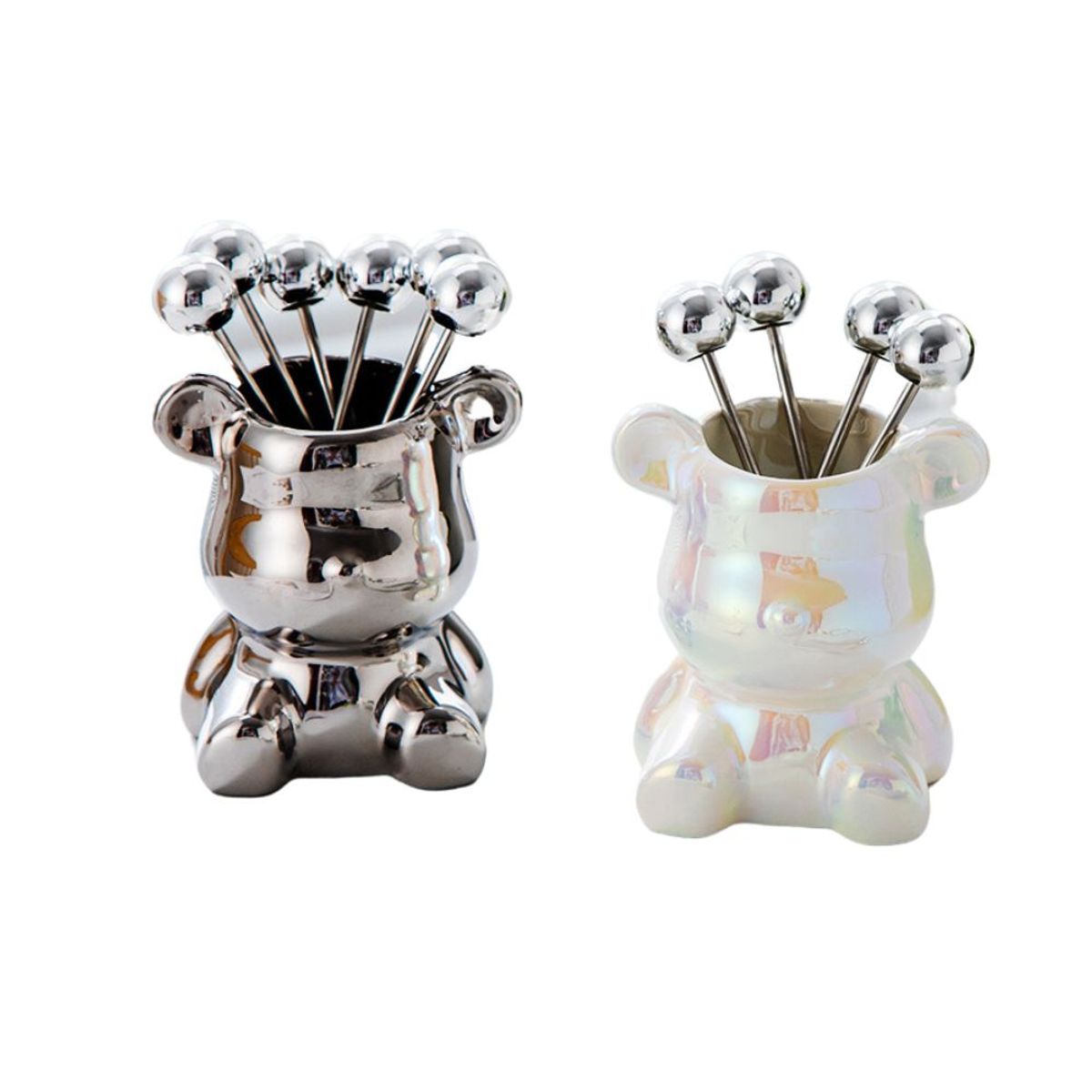 INSPIRA - Juego de Mini Tenedores Picker Soporte Diseño de Oso