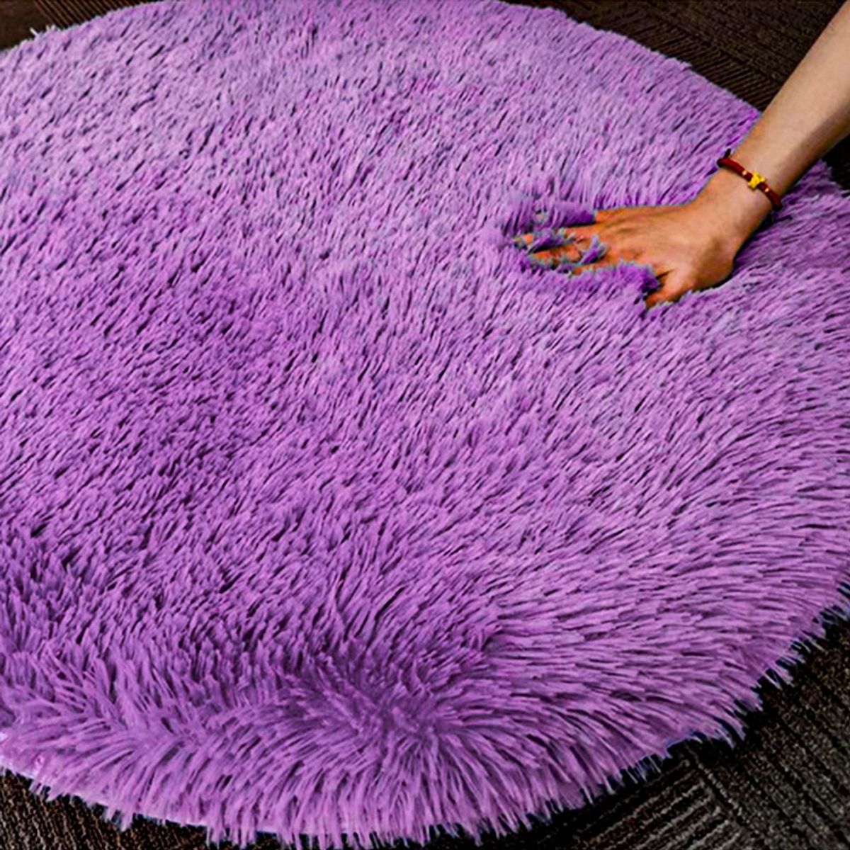 GENERICO - alfombra peluche largo CIRCULAR 100mx100m lila