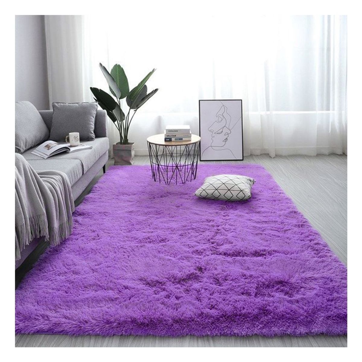 GENERICO - alfombra peluche largo 160X100 CM lila