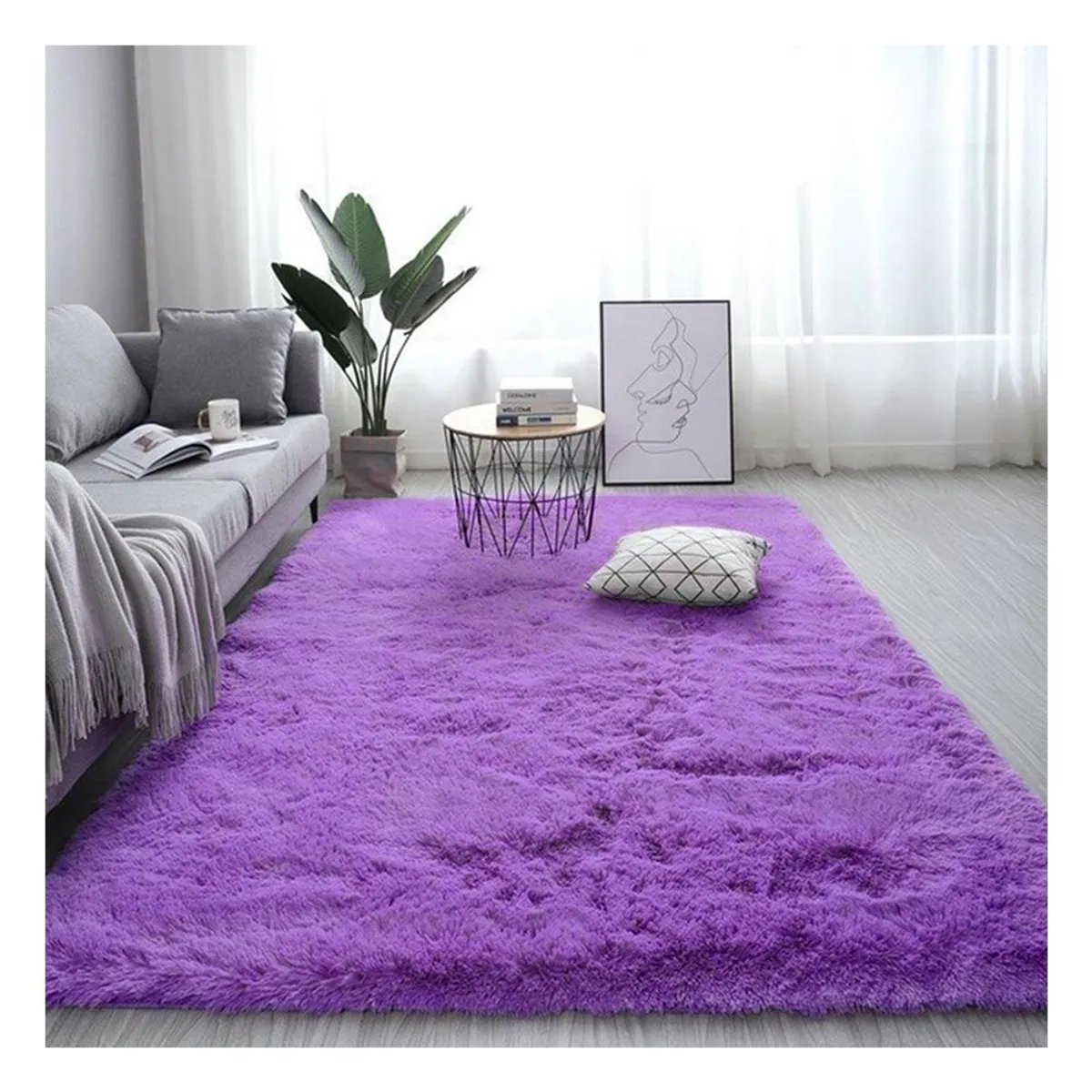 GENERICO - alfombra peluche largo 160X100 CM lila