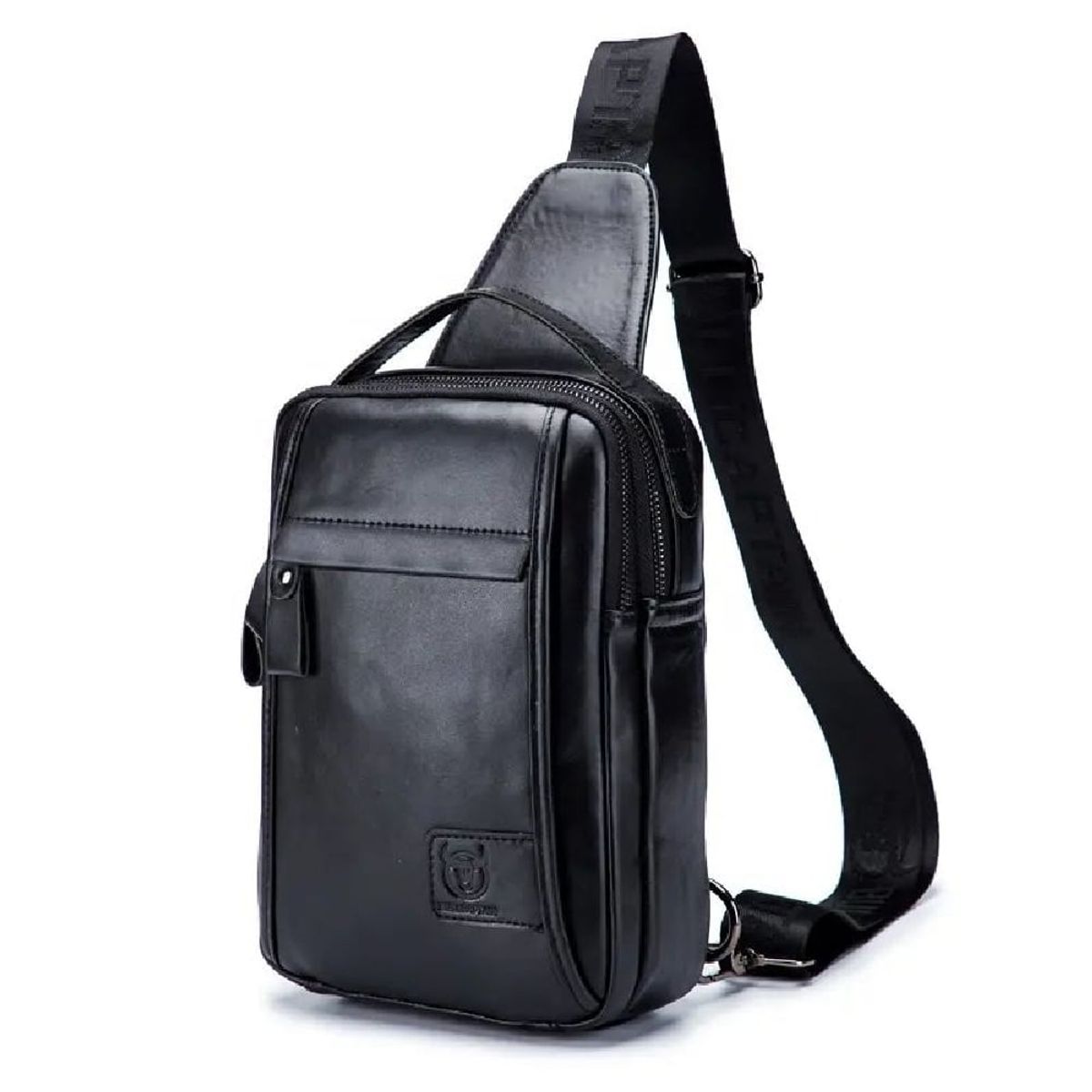 BULLCAPTAIN - BullCaptain - Mochila Cruzada de Cuero Mate XB-120-BK Negro