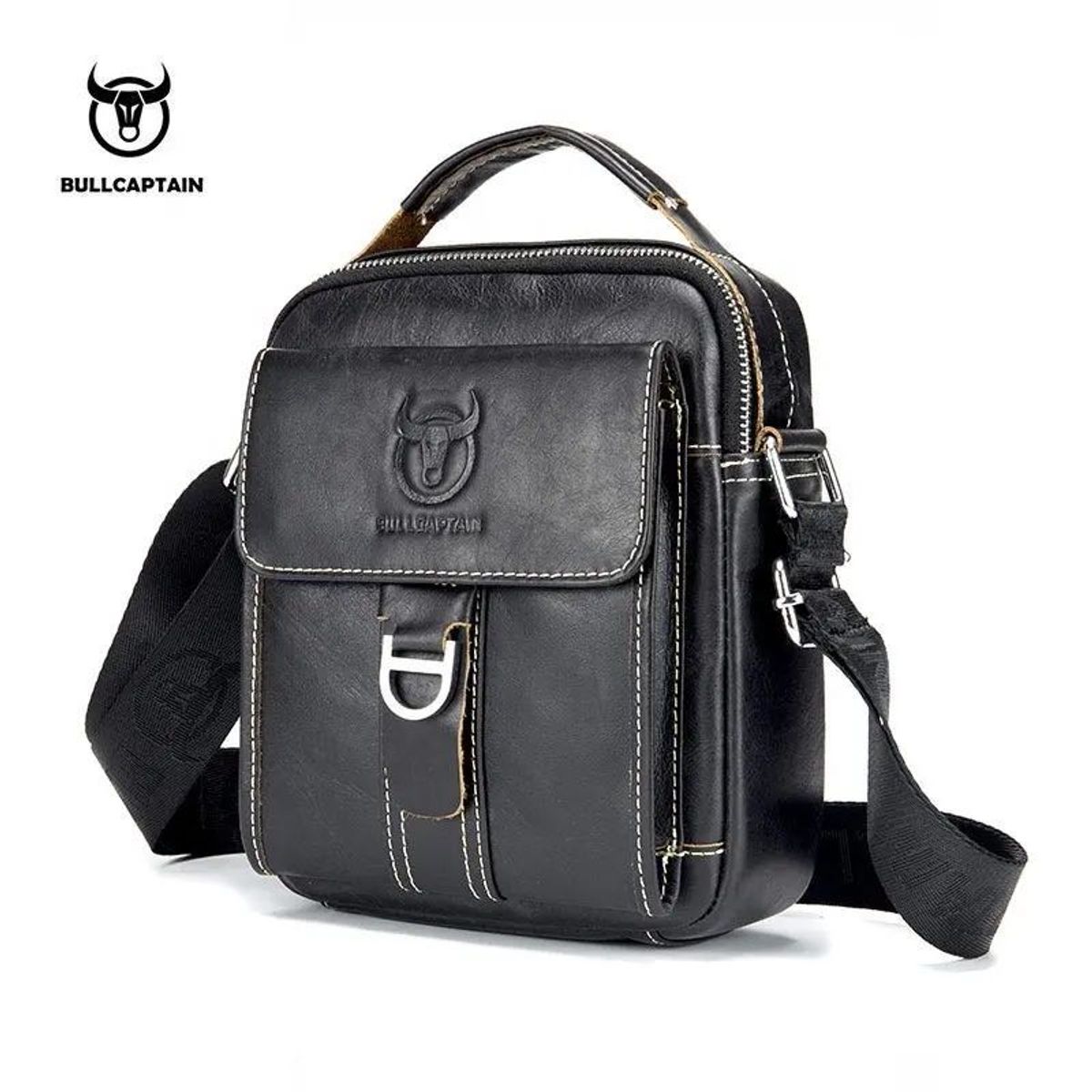 BULLCAPTAIN - BullCaptain - Morral de Cuero Mate DJB-038-BK Negro