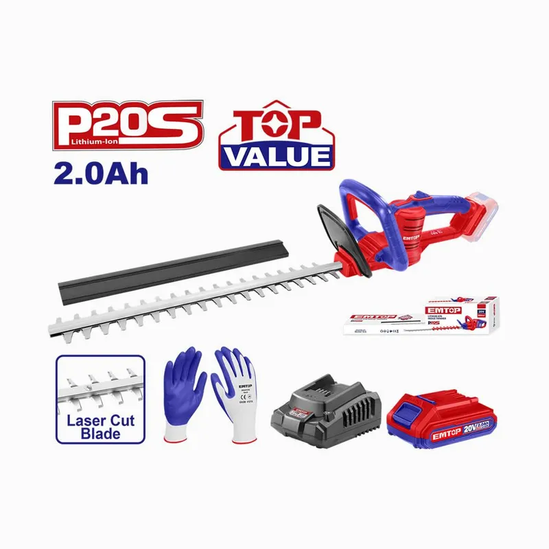 EMTOP - Cortacerco Inalámbrico Emtop ELHT204611 de 20 Voltios Ion de Litio