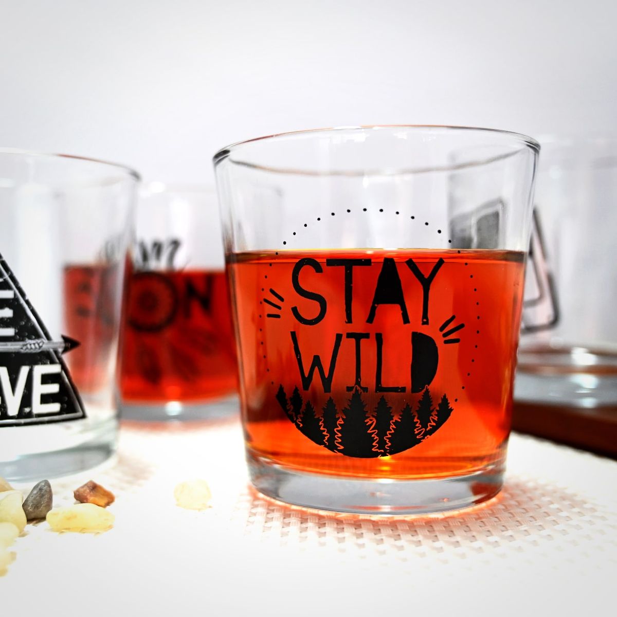 LIBBEY - Vaso de Whisky de Vidrio Decorado 4 Piezas 386 ml. / 13 oz.