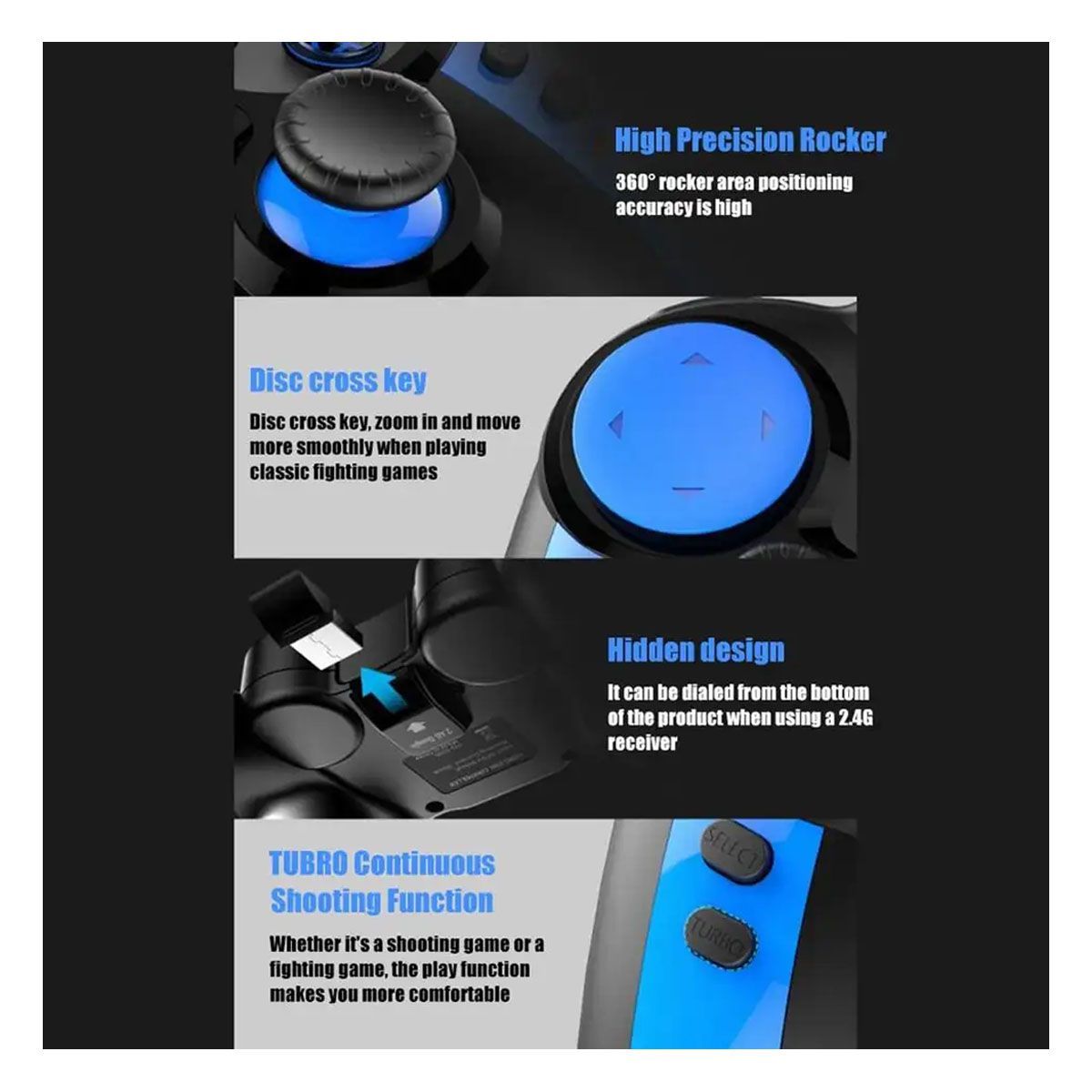 SEISA - Mando Gamepad  Bluetooth Turbo Juegos Avanzados