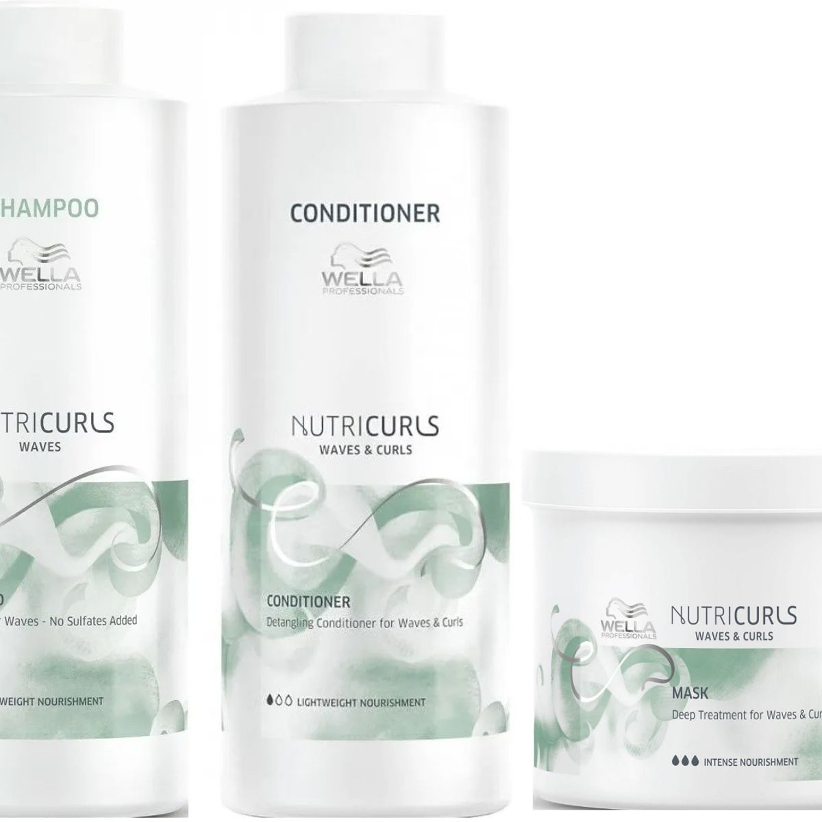 WELLA - Shampoo Ondas 1000ml + Acondicionador + Mascarilla 500 Wella Nutriculs