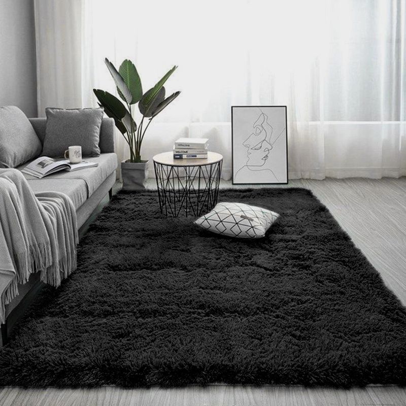 GENERICO - alfombra peluche largo 160X200 CM negro