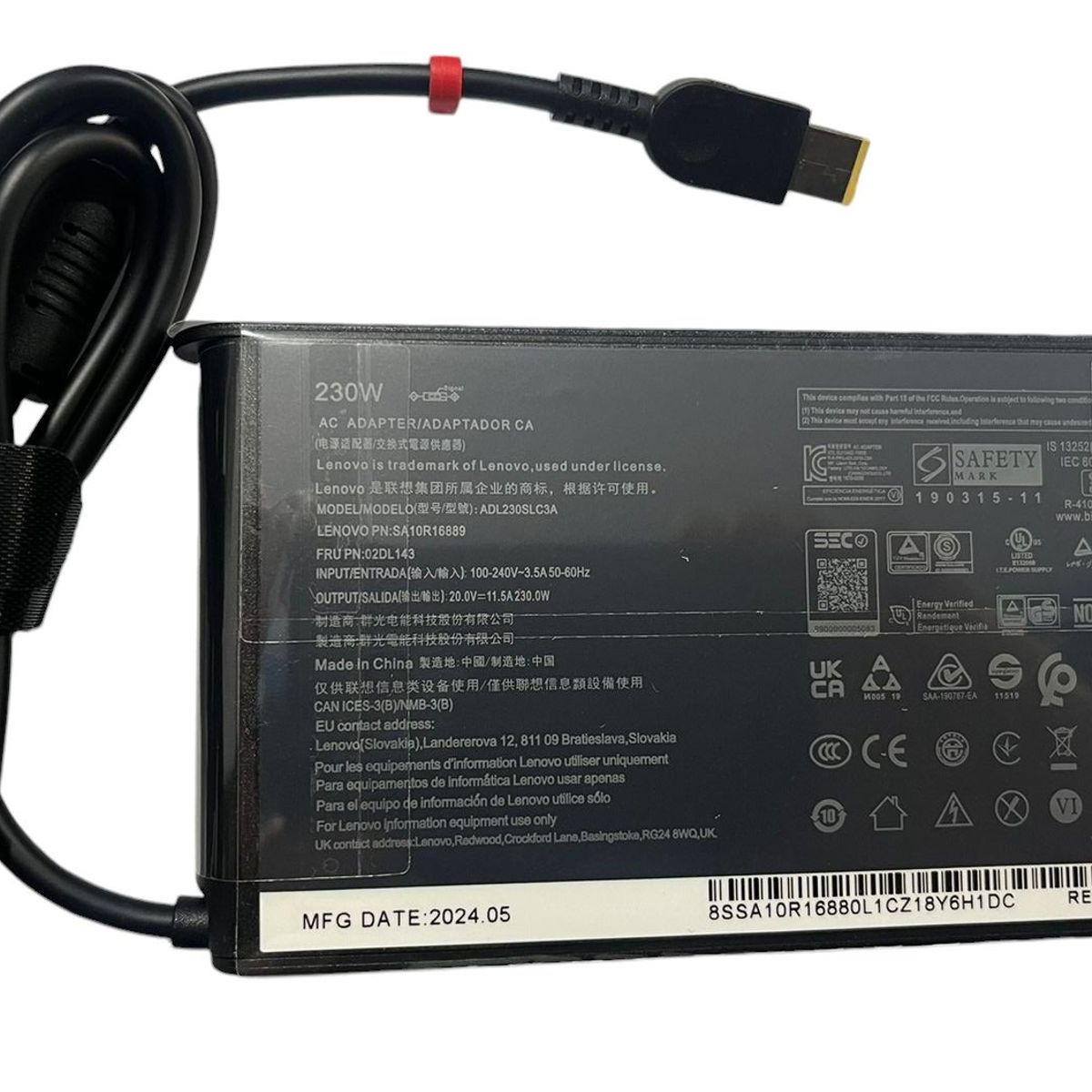 GENERICO - CARGADOR LENOVO 20V 11.5A  USB 230W
