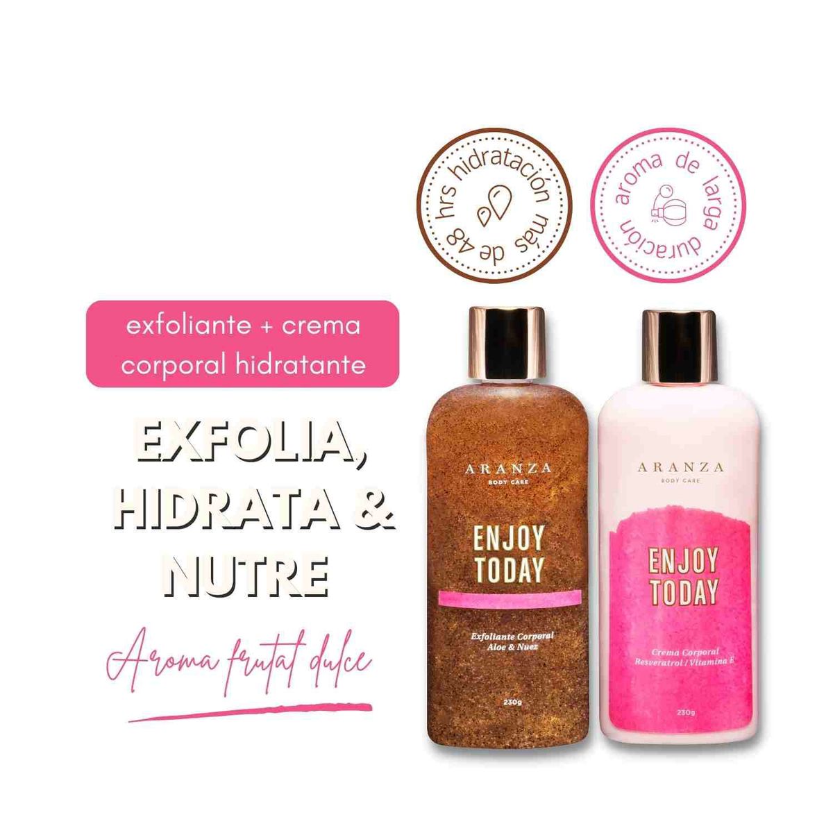 ARANZA - BOX EXFOLIANTE CORPORAL + CREMA HIDRATANTE Y NUTRITIVA AROMA FRUTAL DULCE