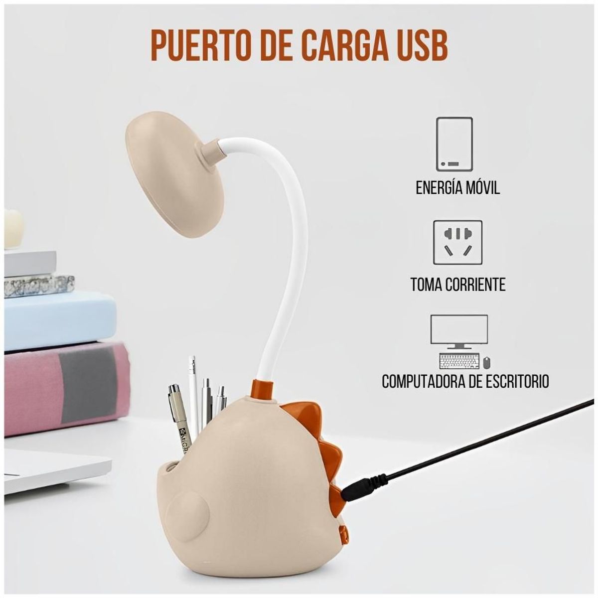 MINARI - Lámpara LED Dinosaurio Organizador Porta Lapiceros Escritorio NJ D152