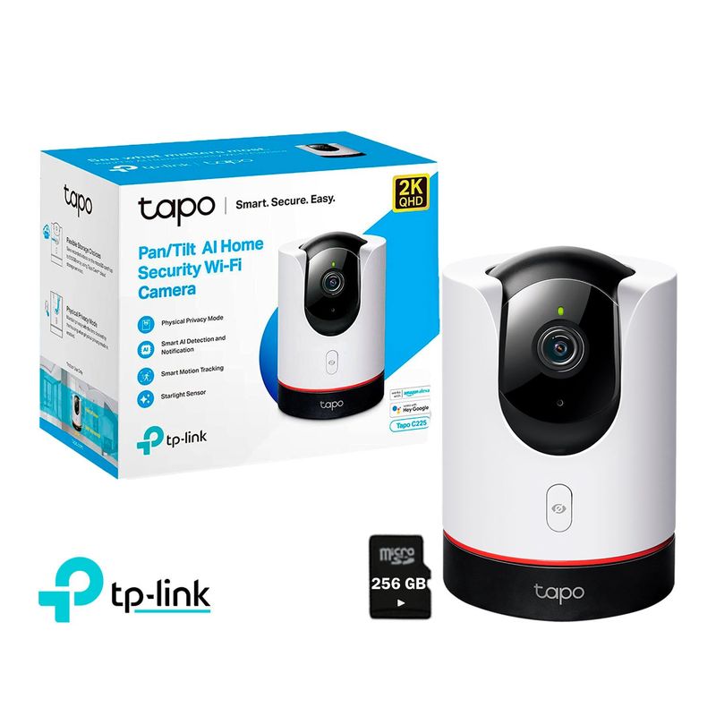 TP LINK - Cámara de Seguridad Wi-Fi Tapo C225 Giratoria 360° 2K SD 256GB