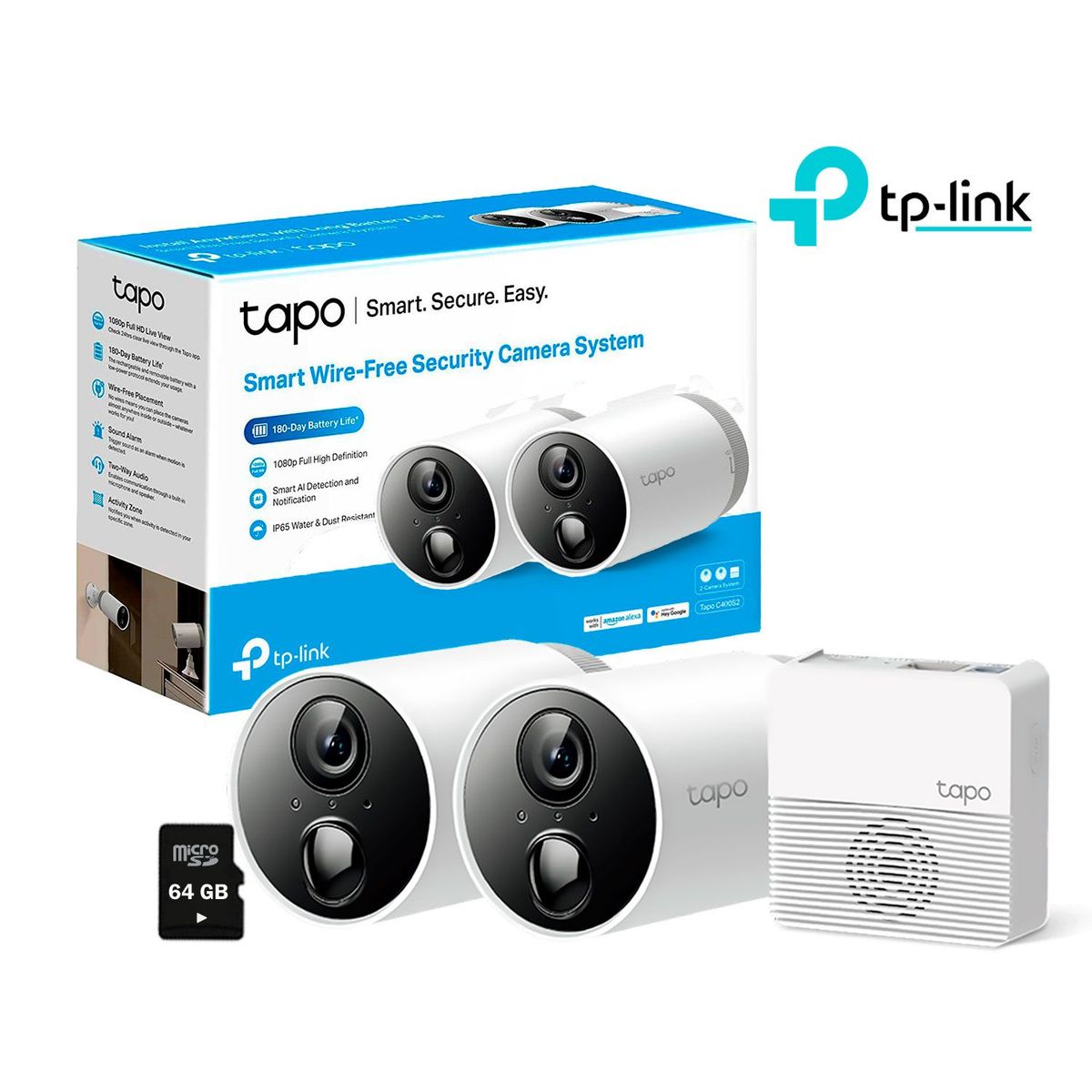 TP LINK - Cámara de Seguridad Wi-Fi Tapo C400S2 1080P FHD Batería + SD 64GB