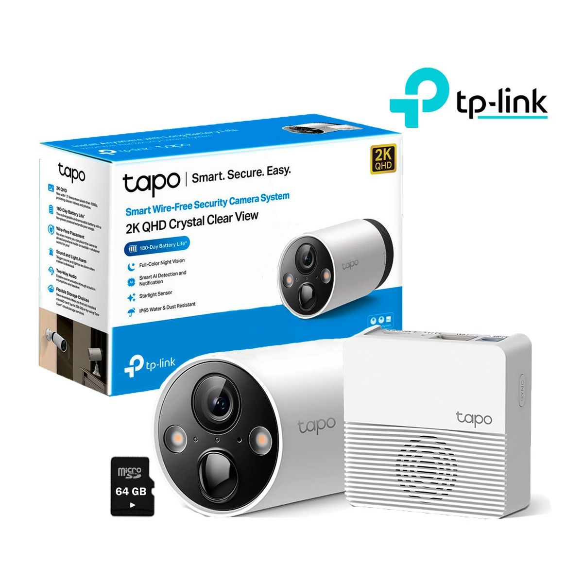 TP LINK - Cámara de Seguridad Wi-Fi Exterior Tapo C420S1 2K Batería SD 64GB
