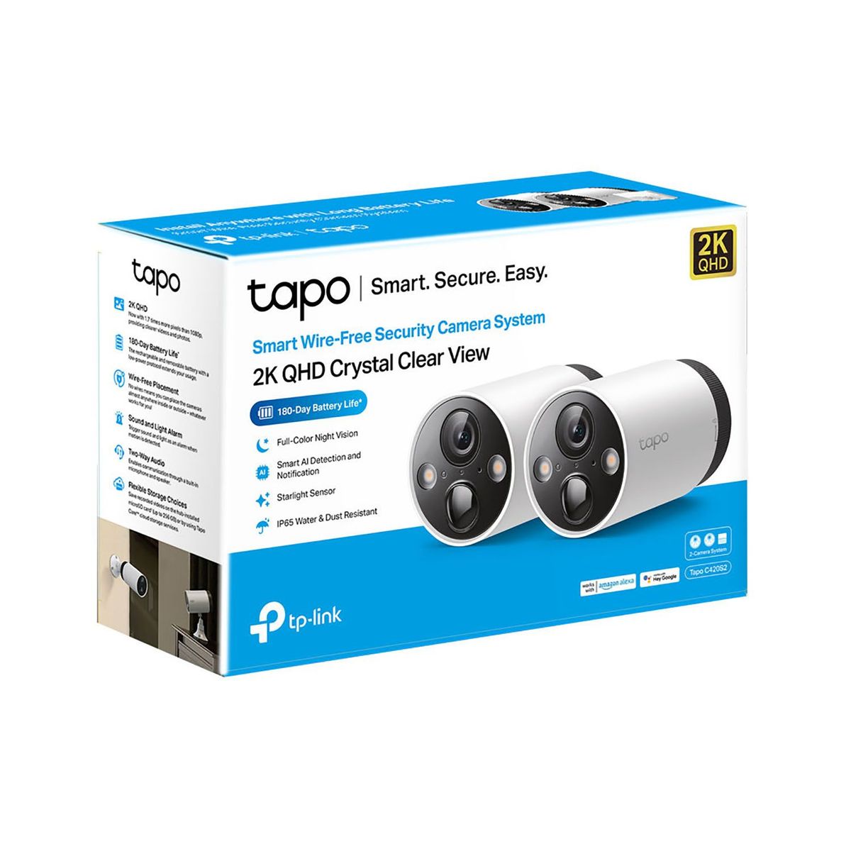 TP LINK - Cámara de Seguridad Wi-Fi Exterior Tapo C420S2 2K con Batería