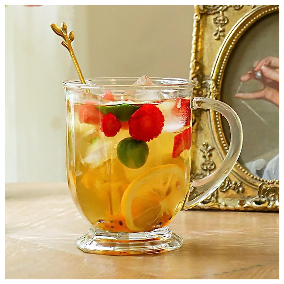 INSPIRA MARKET - Set x 6 tazas de vidrio para bebidas cafe cerveza grande