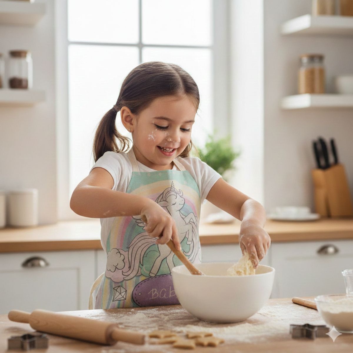 GENERICO - Mandil Delantal para Niños de Unicornio con Fondo Celeste