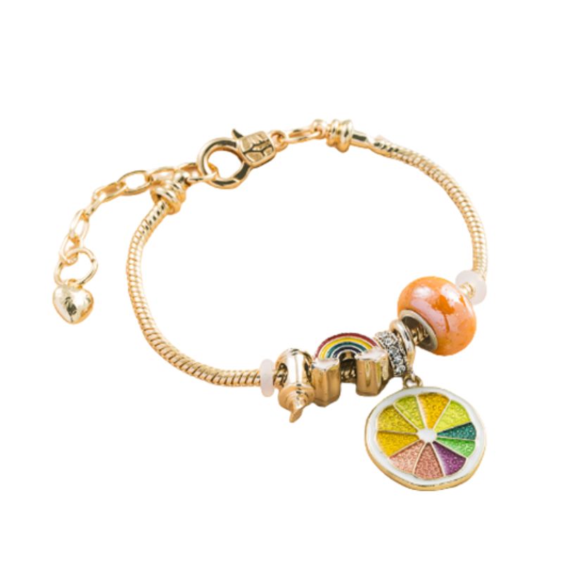 GENERICO - Pulsera Dorado para Mujer con Charms Modelo Arcoíris