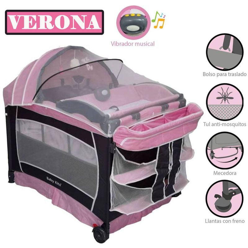 BABY KITS - Cuna Corral Baby Kits Verona Rosado