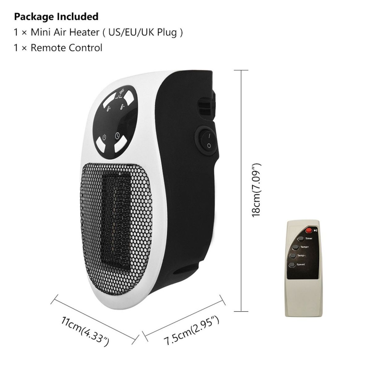 ROHS - Calefactor Eléctrico Portátil con Control