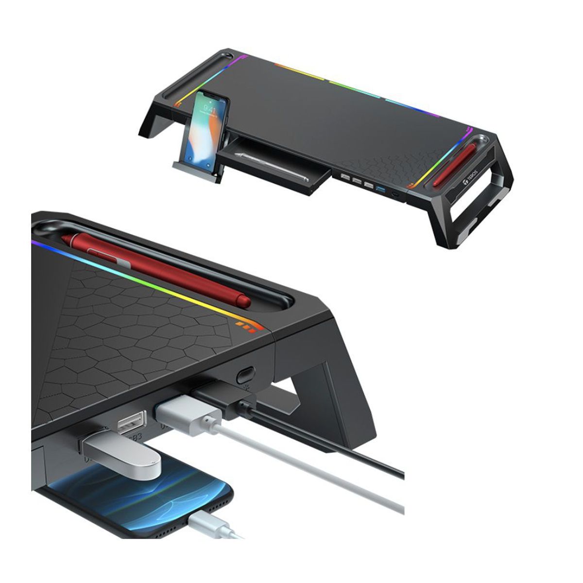 TEROS - STAND TEROS PARA MONITOR TE-7131 RGB MULTIPROPOSITO CON 4 PUERTOS USB