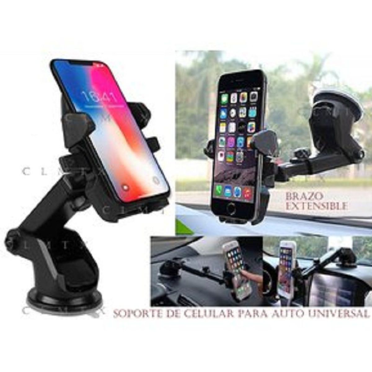 OEM - SOPORTE CELULAR AUTO BRAZO EXTENSIBLE 360° TABLERO PARABRISA VIAJE