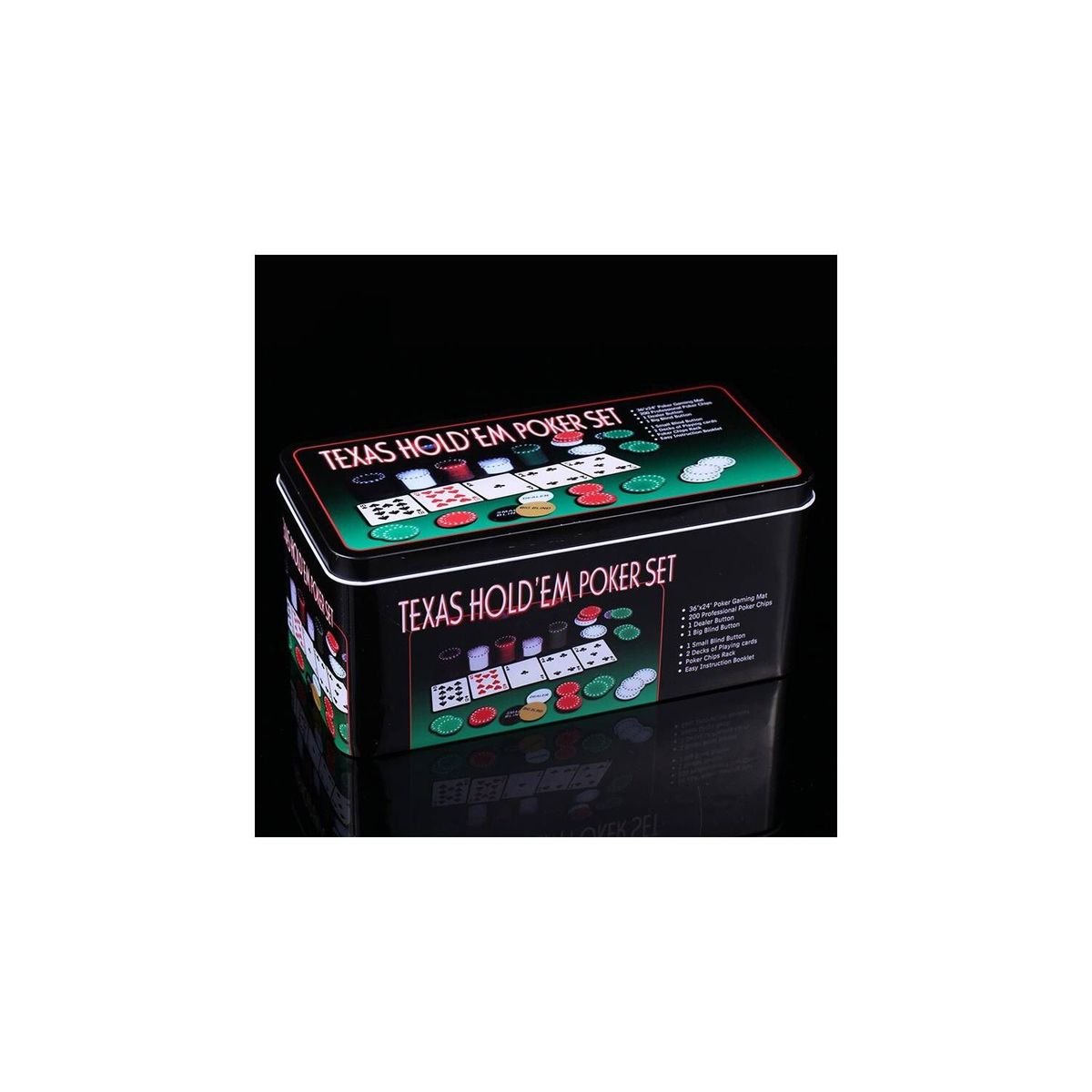 GENERICO - SET DE POKER de 200 Fichas CAJA METALICA