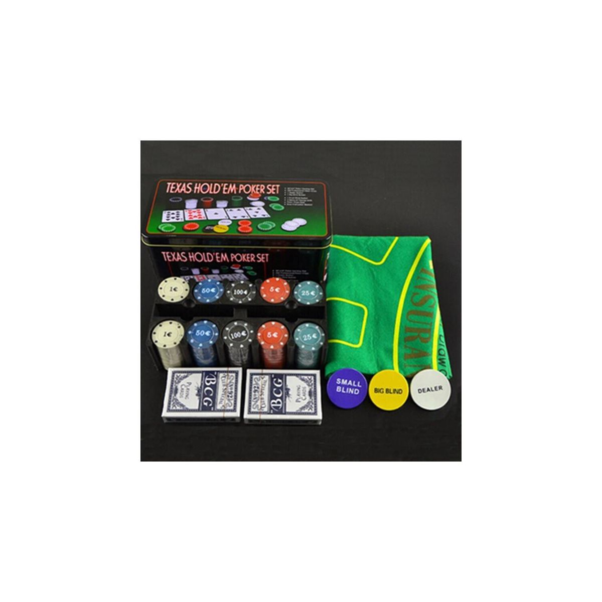 GENERICO - SET DE POKER de 200 Fichas CAJA METALICA